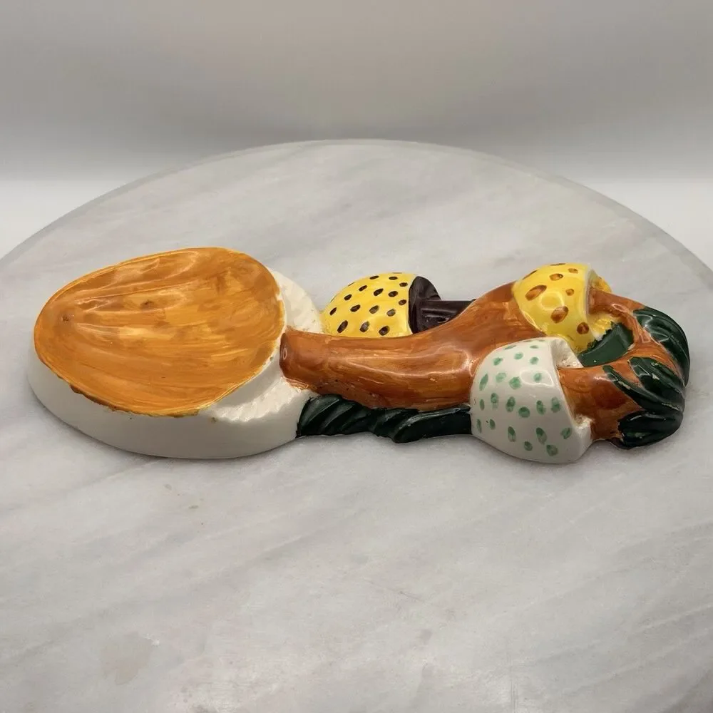 Vintage 1974 Arnel's Mushroom Ceramic Spoon Rest Wall Decor Hand Painted 8.5